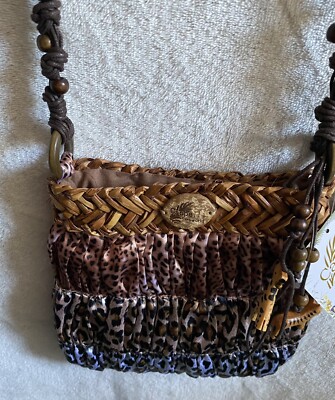 Cappelli Straworld Animal Print Crossbody Woven Purse Boho