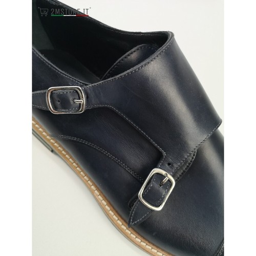 Francesina Herrenschuhe JEROLD WILTON blau Echtleder Doppelschnalle MADE IN ITALY - Bild 6 von 7