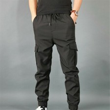 Uomo Cargo Pantaloni Al Ginocchio Tasca Elastico Vita Harem Casual Slim Fit