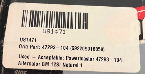 Powermaster GM 12SI Style Natural Alternator, 47293-104 - Picture 5 of 5