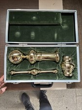1950 s Antique Brass Bed Piece Set & Case 