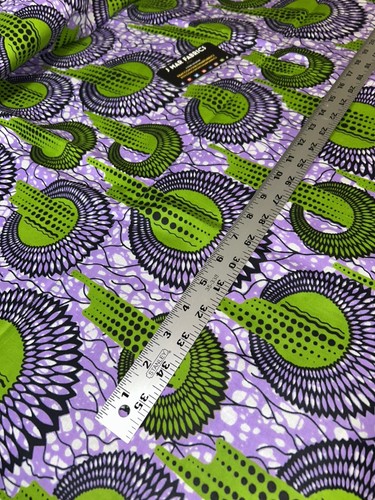 Lavender, green & black Ankara (100% Cotton) - Picture 5 of 12