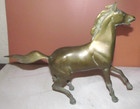 Vintage Brass Horse Standing Figurine Sculpture Prancing Mare Stallion Tarnish — photo 1