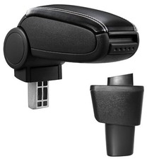 Armlehne Mittelarmlehne Leder Bezug für Hyundai i10 II ab 2014- Schwarz / Weiß