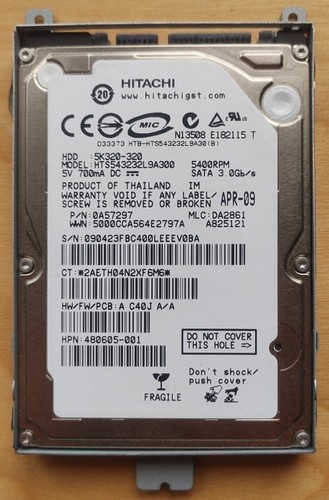 Disque Dur Interne HITACHI 2.5" 320GB (?) - PCB 200989 220 Pour Ordinateur Portable, D'occasion