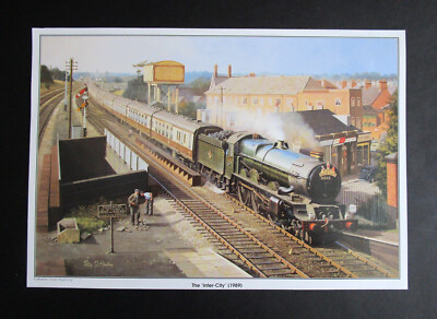 P. HAWKINS  10.85'' x 7.45''  VINTAGE  G.W.R.  RAILWAY PRINT  ''INTER CITY EXPRESS''