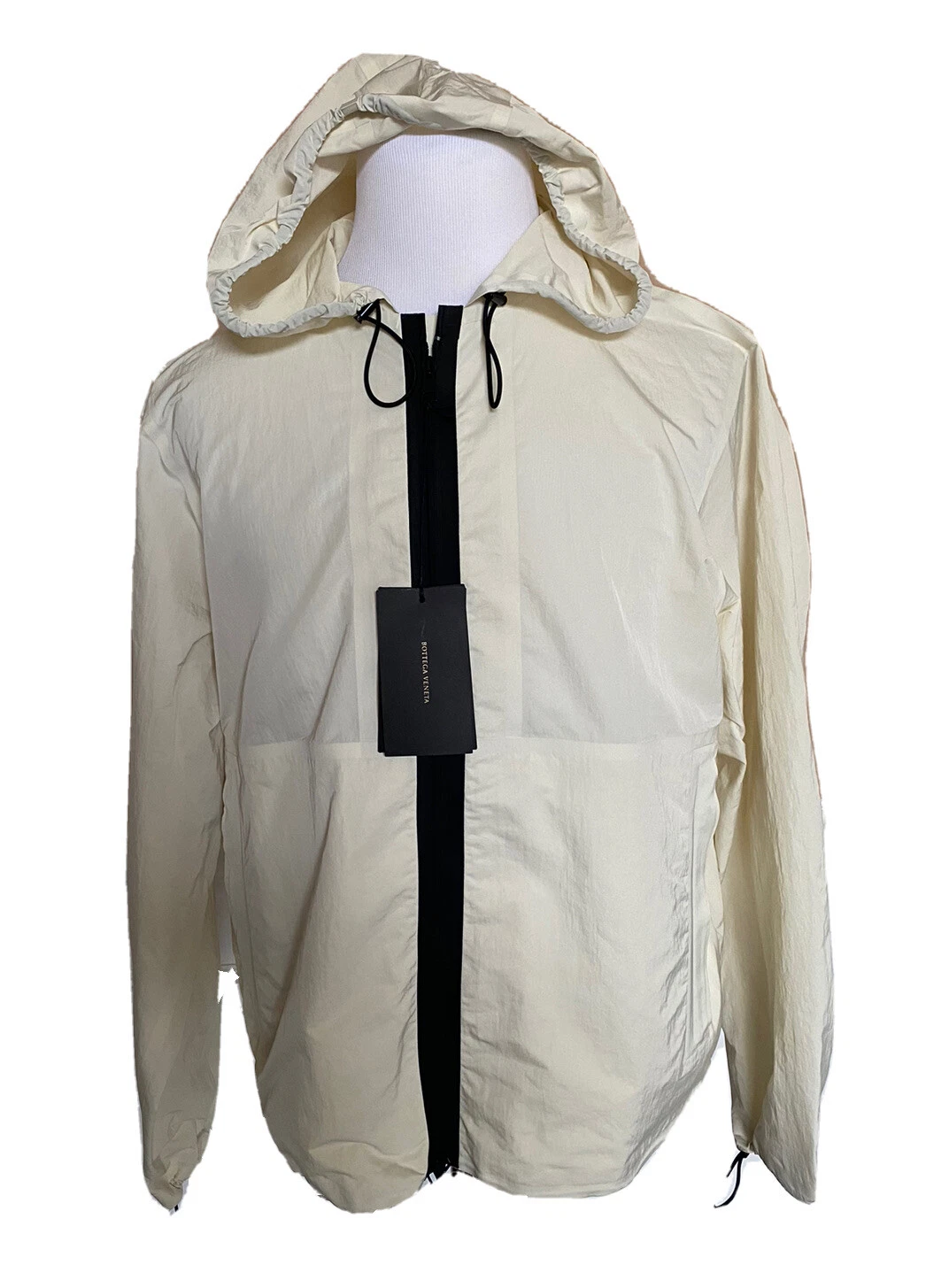 Giacca Bottega Veneta uomo Blouson Tech nylon gesso con cappuccio 40 US NUOVA CON ETICHETTE $1850