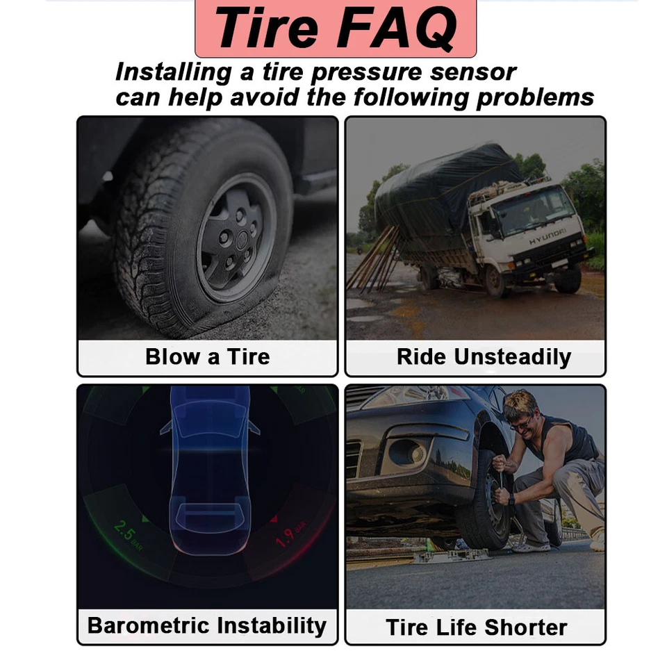 4Pcs TPMS Tire Pressure Sensors for Audi A4 Porsche McLaren VW Golf 5Q0907275B — 第 2/4 张图片