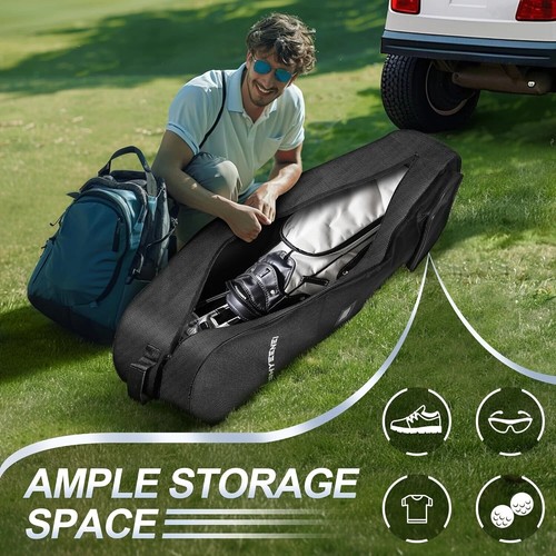 Hard Case Golf Club Travel Bag with Wheels Luggage Lock Cover Airline Waterproof - Picture 7 of 7