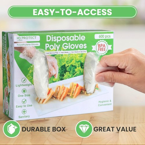 600pcs Plastic Gloves - BPA & Latex Free - Perfect Food Handling Gloves - Foo... - Picture 7 of 8