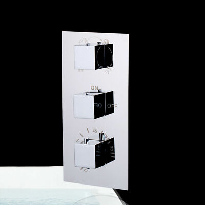 Thermostatic 4-Way Rectangle Concealed Wall Mount Mixer Control Valve Diverter