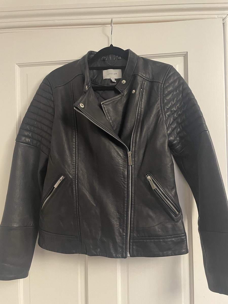 Leather Jackets Jigsaw Ladies Jackets Jigsaw Navy Leather Biker