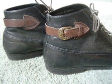 VINTAGE WOMEN'S BLACK LEATHER ANKLE BOOTS FLAT LACE UP BRAZIL SIZE 8M GD U COND