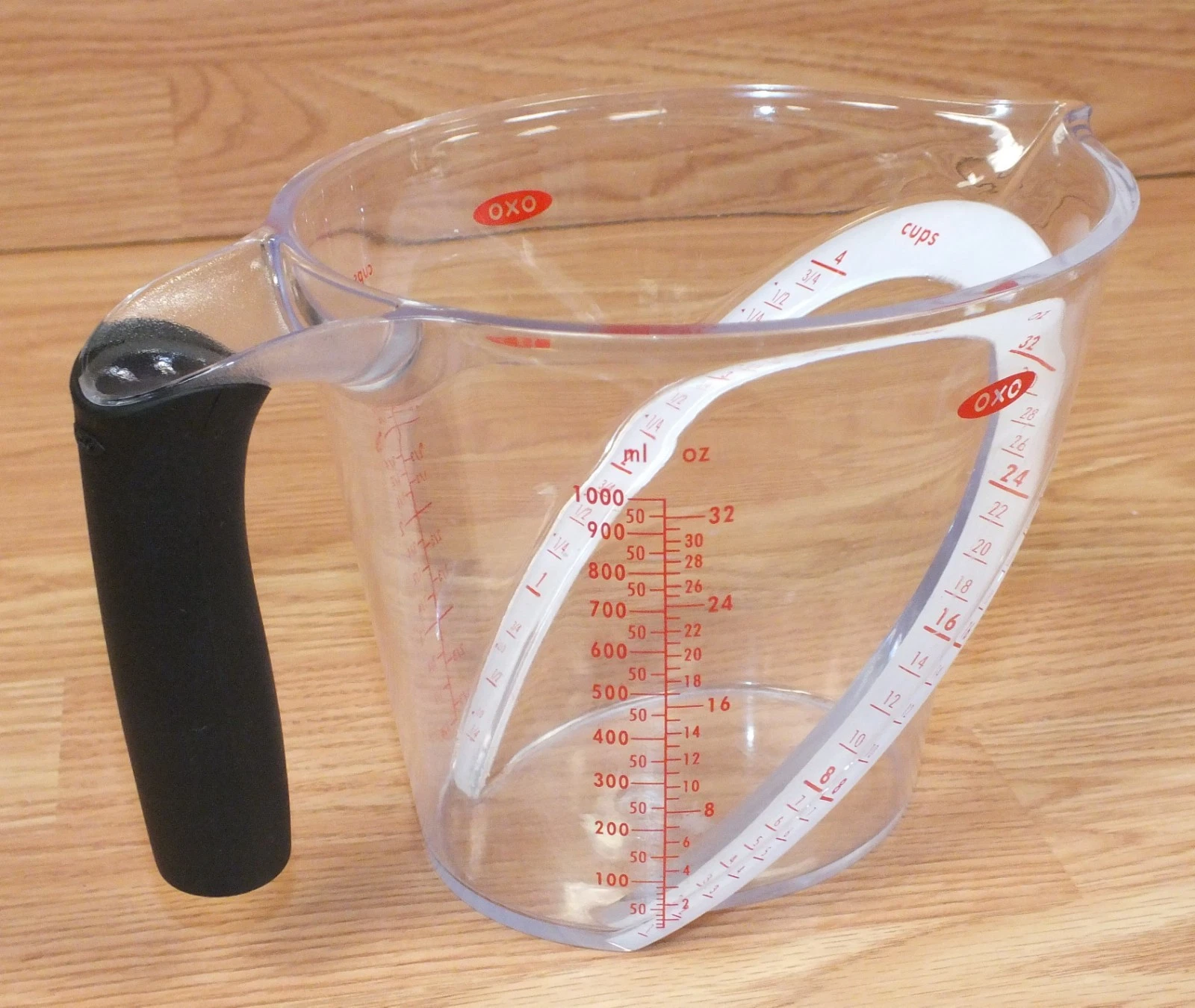 Genuine OXO Rubber Grip Handle 4 Cup Angled Clear Plastic Measuring Cup *READ*