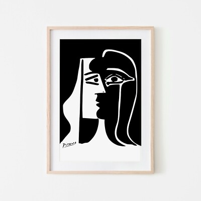 A Kiss Line Art Drawing By Picasso Wall Art Print. Perfect
