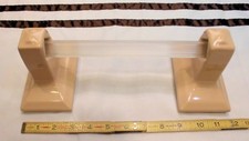 Vintage Light Brown Ceramic Towel Bar Brackets-Post  24" Pole Fairfacts Co.