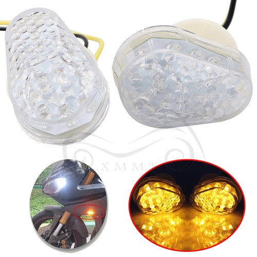 Flush Mount Amber LED Turn Signal For Kawasaki Ninja ZX6R 7R 9R 12R ZZR600 Clear - Picture 2 of 12