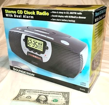 Open Box: Soundesign Stereo Model S328B CD Clock Radio Dual Alarm