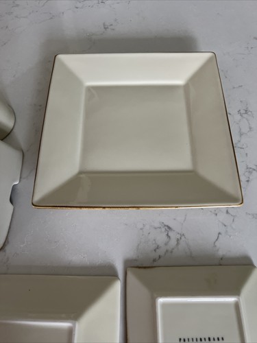 Pottery Barn Square Asian Cream 5 Piece Dinnerware Set Stoneware Japan Place Set - Picture 15 of 16