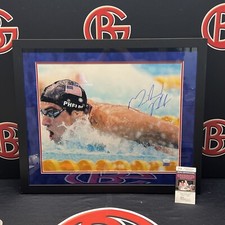Michael Phelps Autographed 16X20 Olympic Swimming JSA Cert USA America