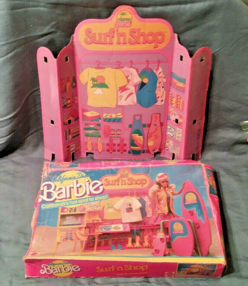 Vintage Barbie Surf n Shop Cardboard Display Backing 4461 w Box