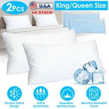 2 Pack Shredded Memory Foam Pillows Adjustable Cool Pillows with Extra Filling