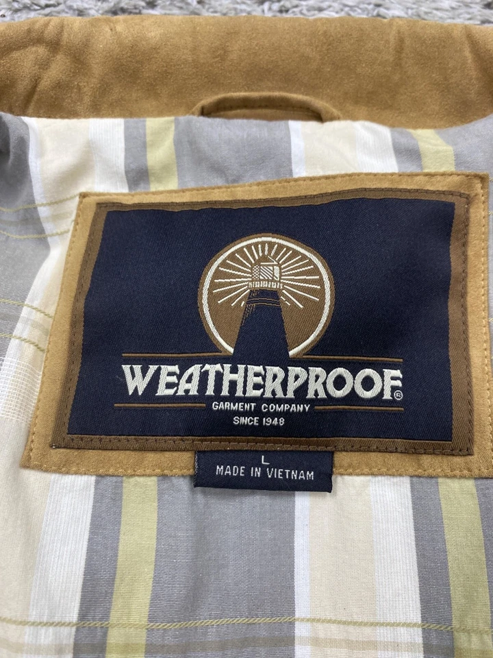 Chaqueta Impermeable Hombres Grande Tostado Imitación Cuero Vegano Gamuza Cremallera Completa Granero Bombardero Foto 4 de 4