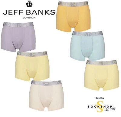 Mens Trunks Jeff Banks Cotton Pastel Shades Plain Tagless UWear S M L XL- 3 Pack