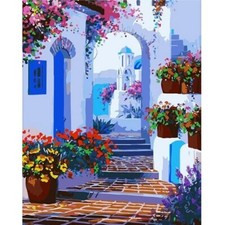 Paint By Numbers Adults kids Village Street DIY Painting Kit 40x50CM Canvas