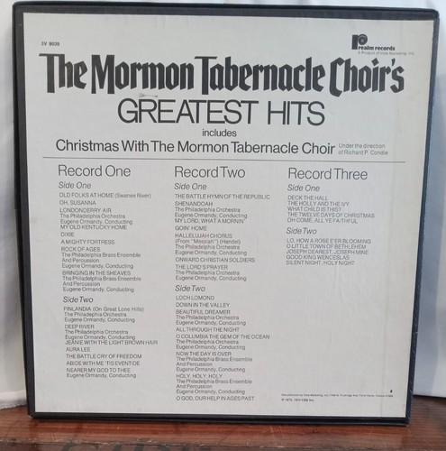 The Mormon Tabernacle Choir's Greatest Hits 3 Record Set 1974 Christmas VG Vinyl - Picture 2 of 3