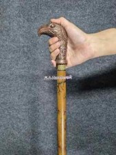 Vintage Designer Eagle Head Handle Wooden Carved Walking Cane For Men  Women