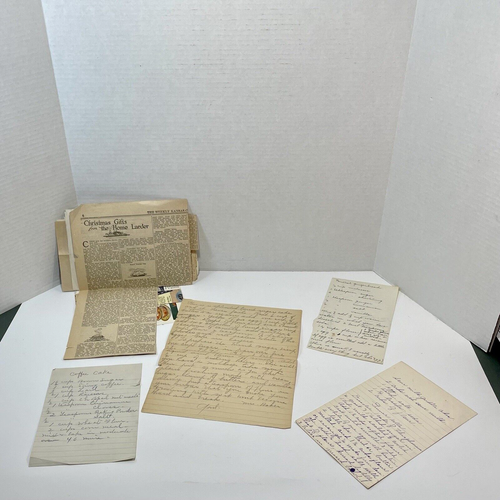 Antique 1920s-30s Handwritten Recipe Collection & Vintage Newspaper Clippings - Picture 10 of 16