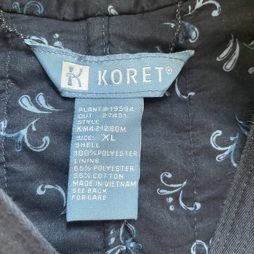 Koret Quilted Jacket Women Extra Large Blue Yellow Paisley Open Front Flip Cuff - Picture 6 of 11