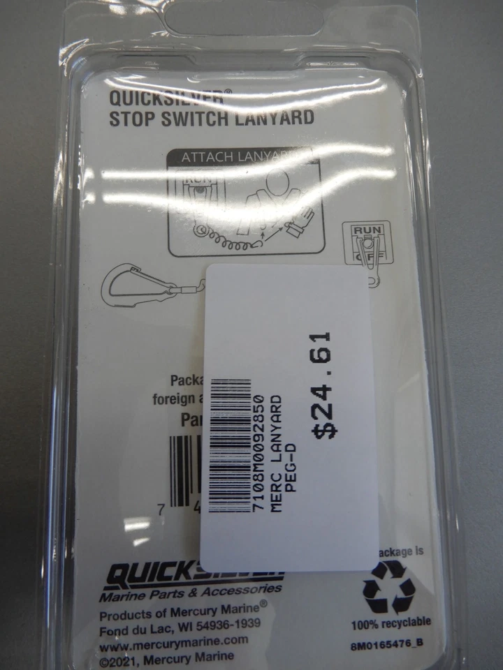 Cordón de seguridad Mercury Mariner Quicksilver interruptor de apagado cable encendido  Foto 2 de 2