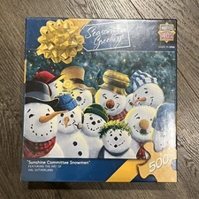 Master Pieces 500 Piece Jigsaw Puzzle Sunshine Committee Snowmen Christmas NIB