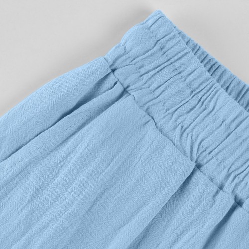 Pantaloncini donna estivi cotone lino larghi donna comodi casual lunghezza ginocchio - Foto 21 di 30