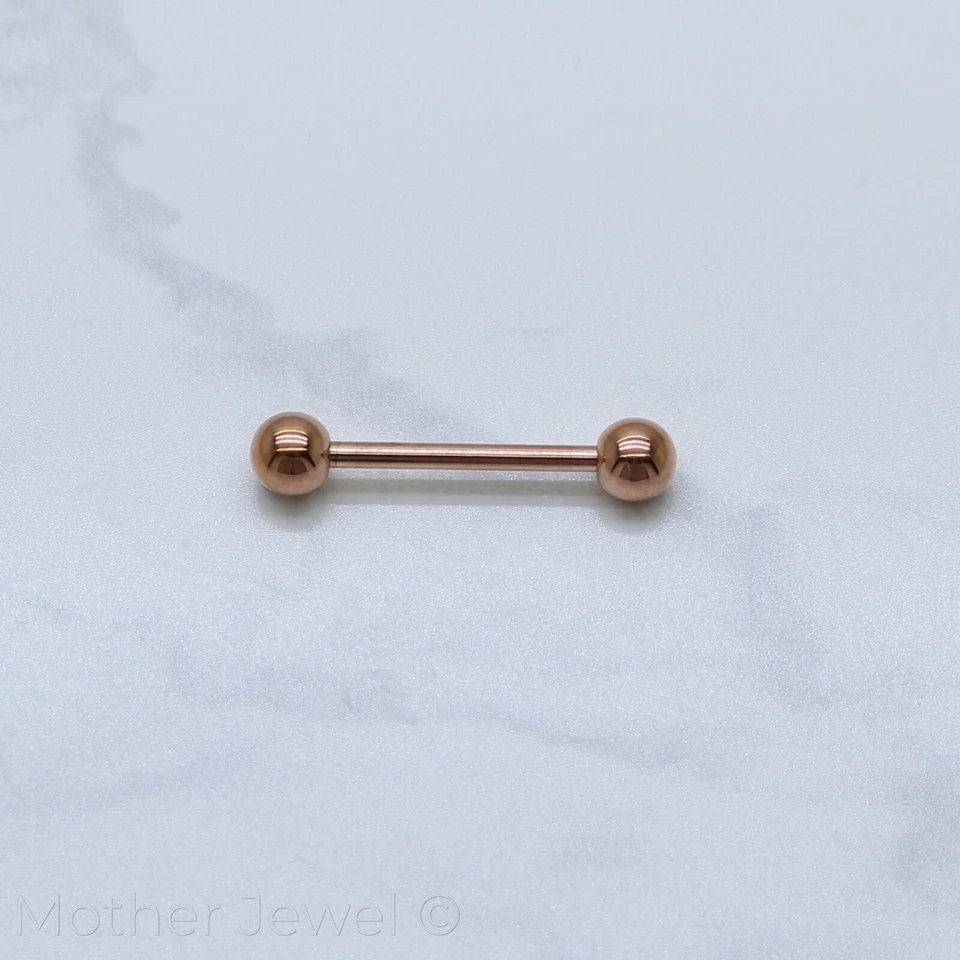 ORO ROSA 14K IP BARRA RECTA PEZÓN INDUSTRIAL LENGÜETA PIERCING MEJILLA BARRA Foto 4 de 4