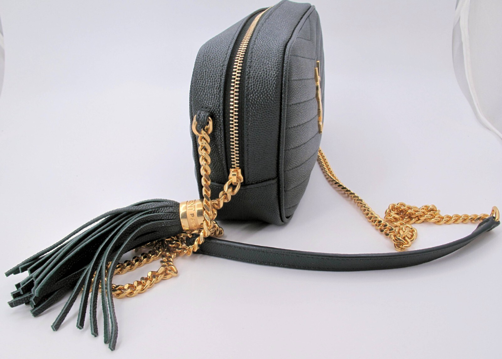 Borsa a tracolla originale YVES SAINT LAURENT Mini Lou fotocamera colore verde "STE"**