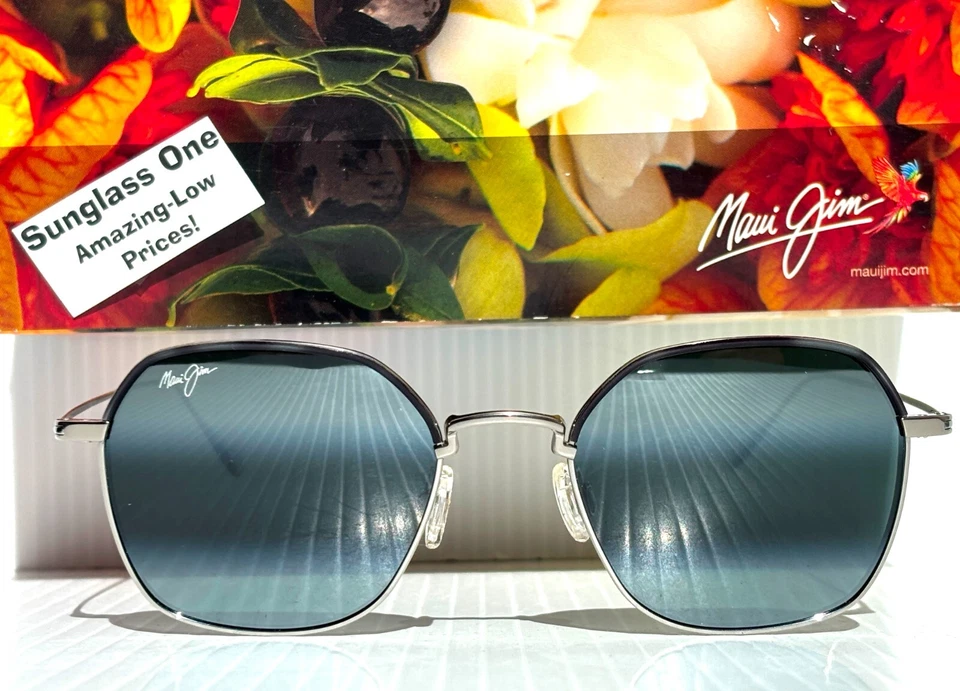 NUEVAS Gafas de Sol Maui Jim MOON DOGGY Plateadas POLARIZADAS Gris Neutro 874-11B Foto 2 de 4