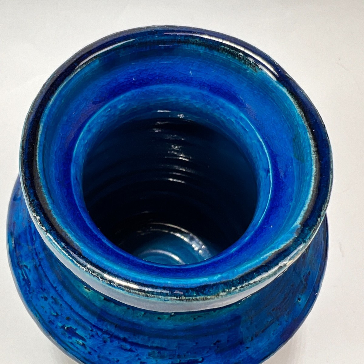 Vtg Bitossi Flavia Aldo Londi Ceramic Pottery Rimini Blu Vase Blue