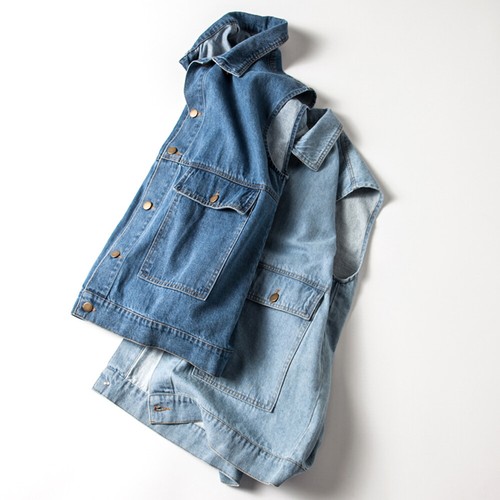 Giubbotto denim uomo donna giacca escursionismo pesca gilet top smanicato blu IT - Foto 5 di 13