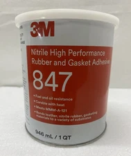 3M 847 NITRILE HIGH PERFORMANCE RUBBER & GASKET ADHESIVE, 1QT. MADE IN USA. NEW.