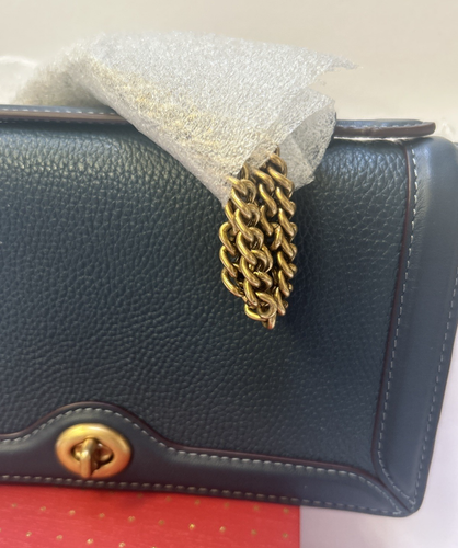 🐼💦 Coach 69969 🐼💦 Riley Chain Clutch Leder Umhängetasche Dark Denim🐼 W11 - Bild 3 von 11