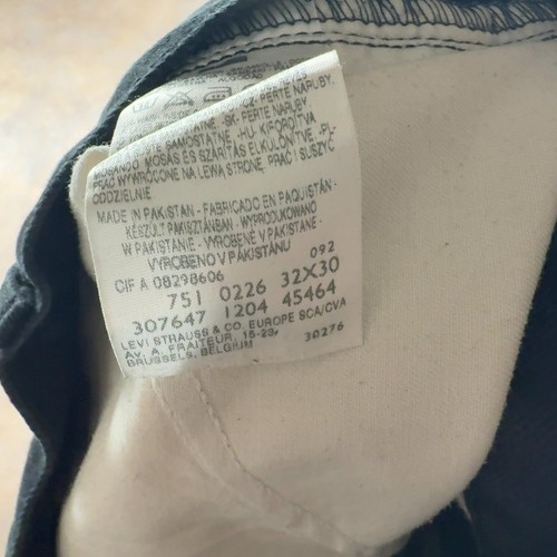 LEVI'S 751 Jeans Nero Uomo (32 Pollici Vita) (30 Pollici Gamba) Vestibilità Regolare - Foto 10 di 12