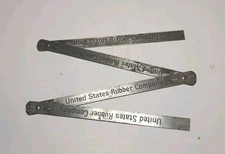 Rare Vtg United StatesRubber Co 24" 4 Section Folding Steel Ruler Metric Stndrd 