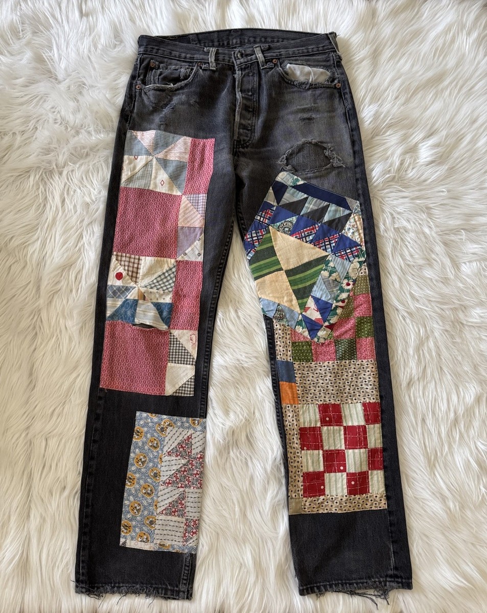 B Sides x Bode Levi's Patchwork Denim Jeans Distressed Black 32 | eBay