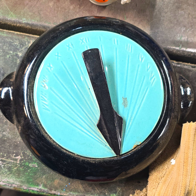 Art Deco Black & Blue Glossy Ceramic Round Bowl with Side Handles