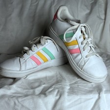 Adidas Grand Court 2.0 Kids Size 4 Sneakers White GUC
