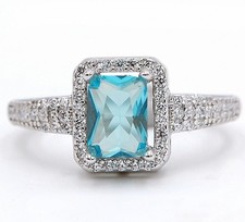2CT Aquamarine  Topaz 925 Sterling Silver Ring Sz 8 UB2-6