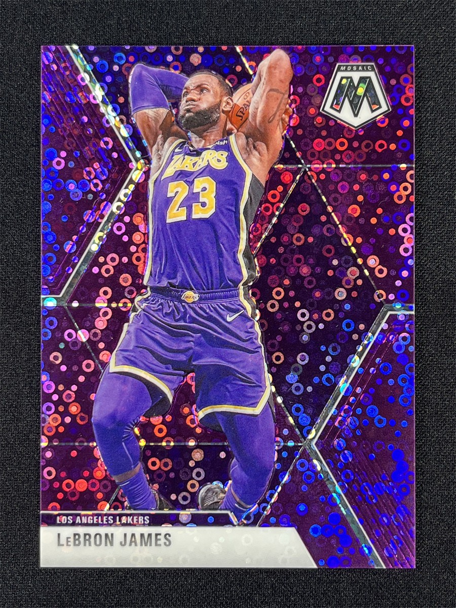 2019-20 Panini Mosaic Fast Break LeBron James #8 Purple Disco Color Match /50